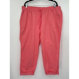 Talbots Cotton Drawstring Rolled Hem Casual Pant Coral Pink 16W